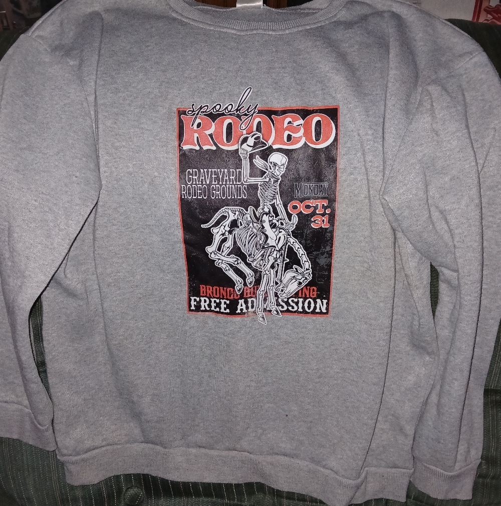 SHEIN Gray Spooky Rodeo Sweatshirt